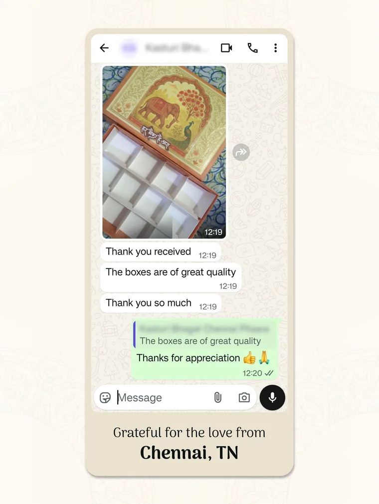 Customer testimonial from Chennai
